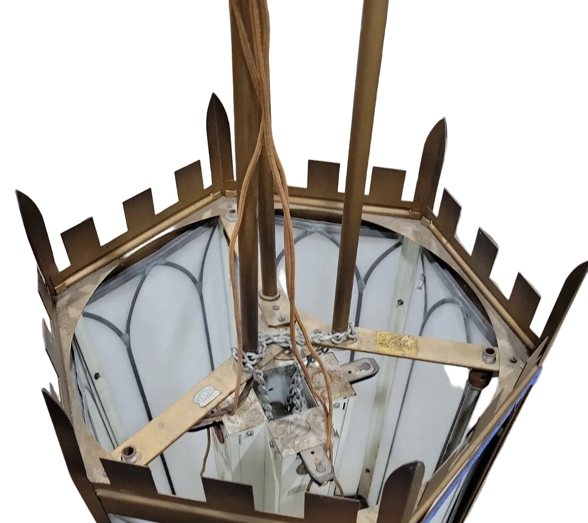 Gothic Revival Brass Church Pendant Light Fixture