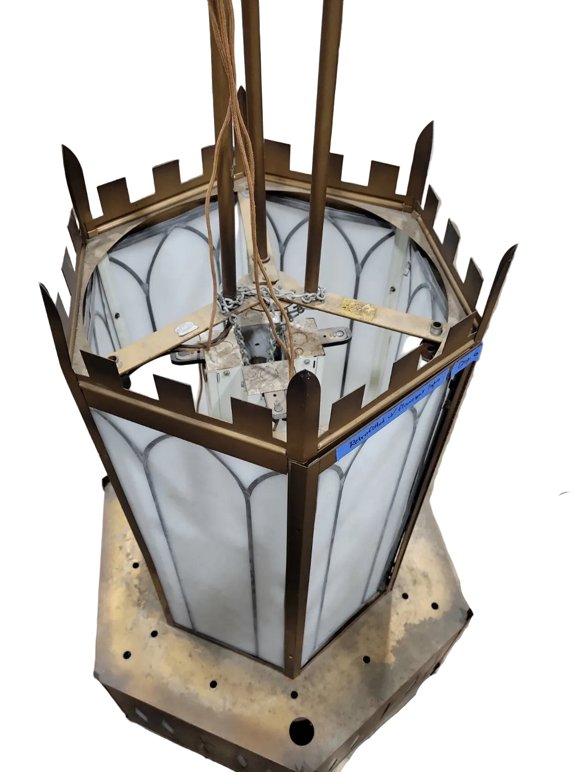 Gothic Revival Brass Church Pendant Light Fixture
