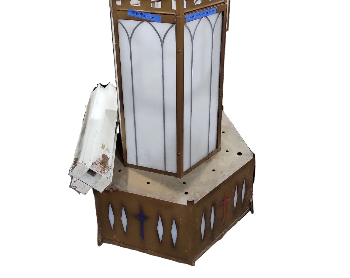 Gothic Revival Brass Church Pendant Light Fixture (AS IS-Unassembled)