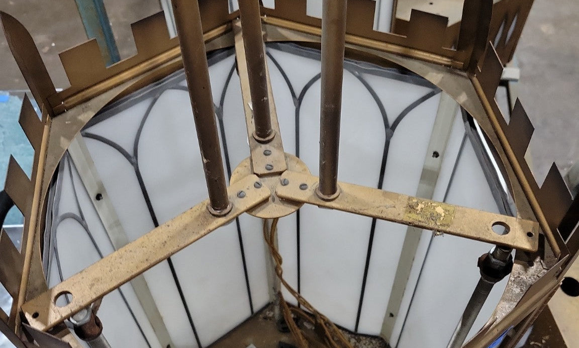 Gothic Revival Brass Church Pendant Light Fixture (AS IS-Unassembled)