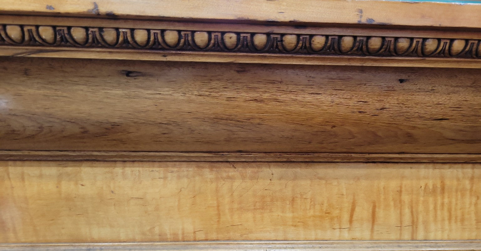 Vintage Solid Wood Library Table – Egg & Dart Carved Apron