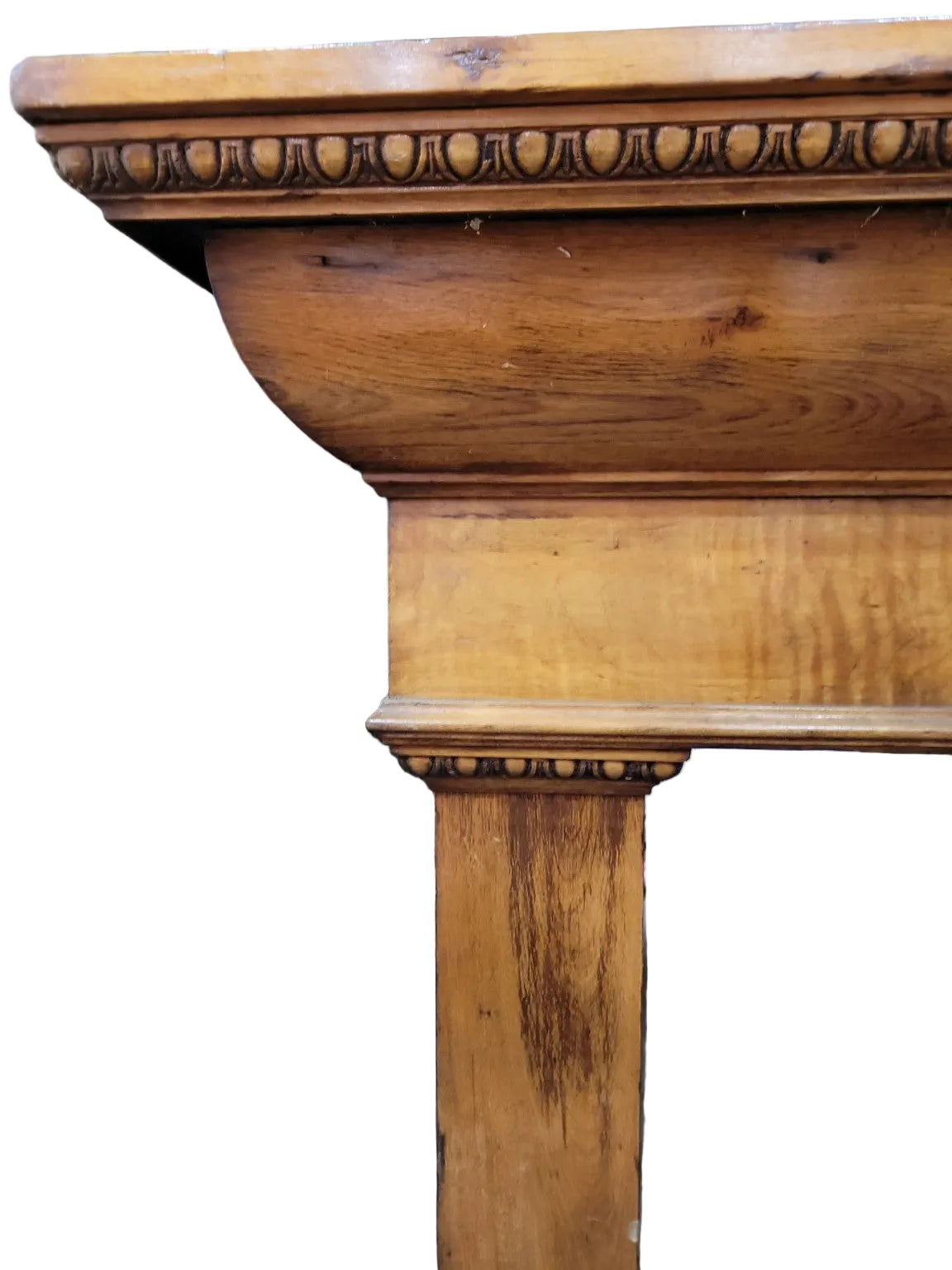 Vintage Solid Wood Library Table – Egg & Dart Carved Apron