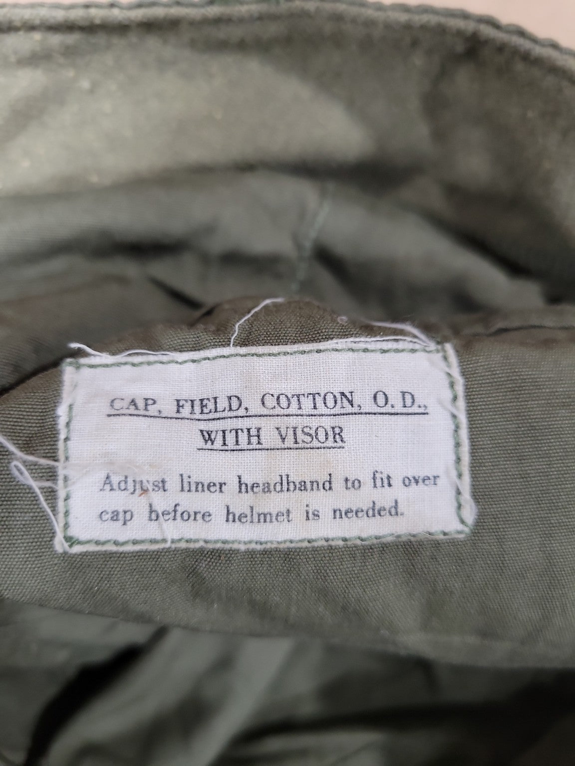 Vintage Military OD Field Cap with Visor – Cotton Utility Hat