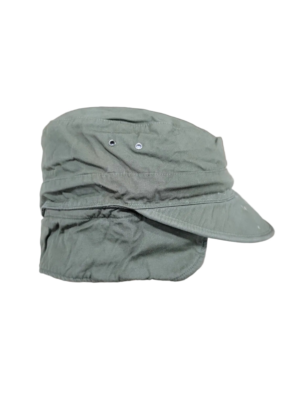 Vintage Military OD Field Cap with Visor – Cotton Utility Hat