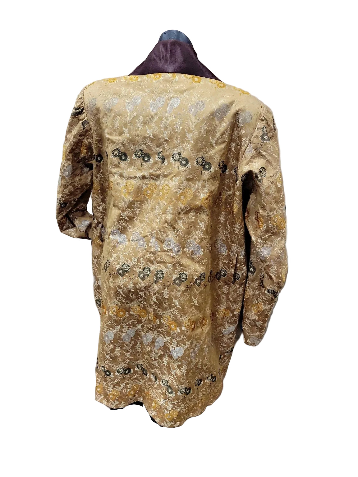 Vintage Shiga & Co. Kyoto Silk Smoking Jacket – Gold Brocade Robe