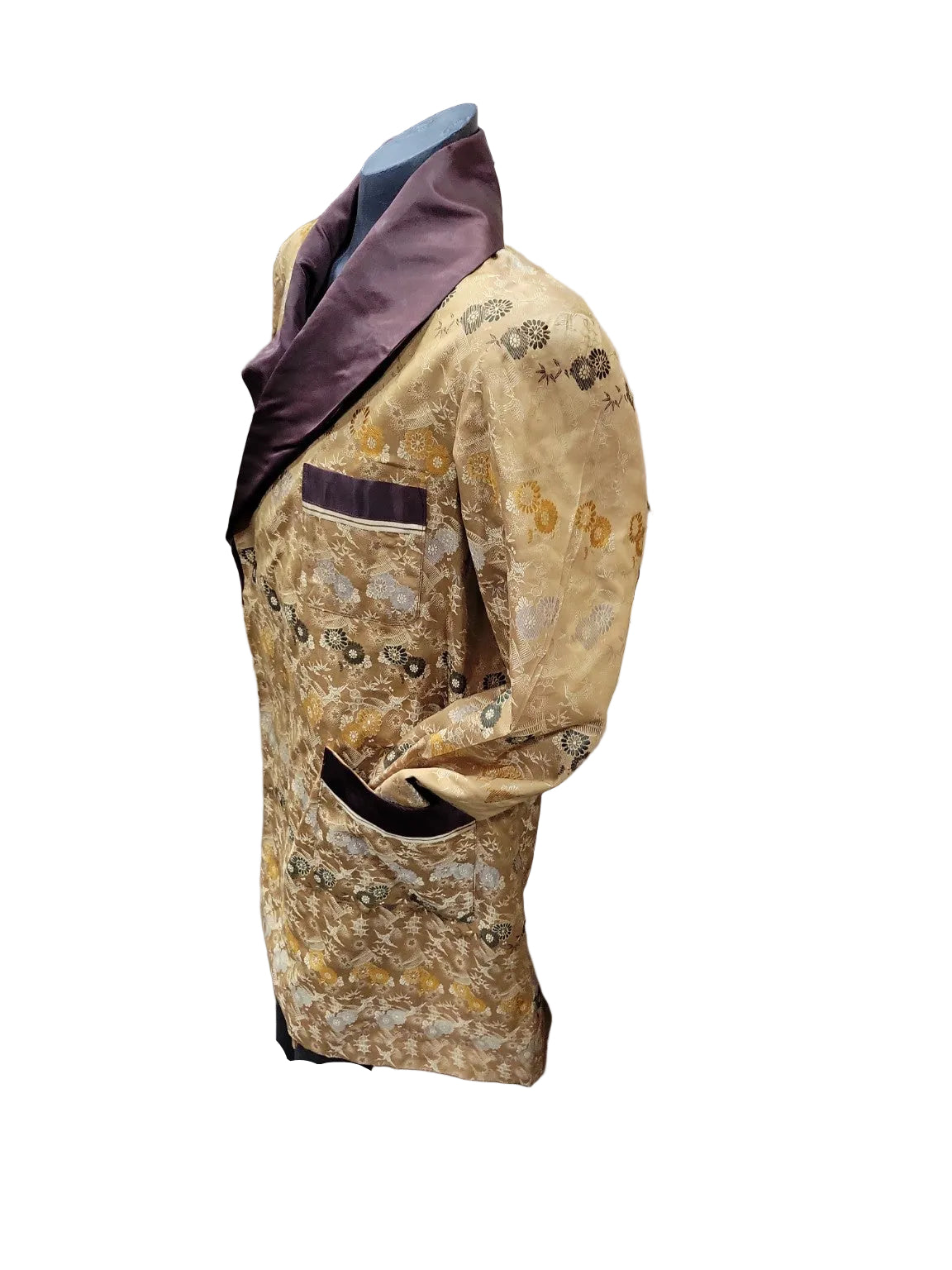 Vintage Shiga & Co. Kyoto Silk Smoking Jacket – Gold Brocade Robe