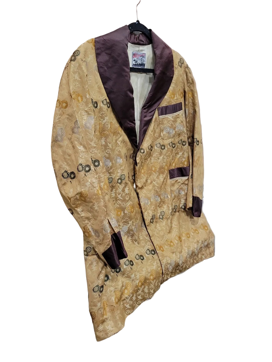 Vintage Shiga & Co. Kyoto Silk Smoking Jacket – Gold Brocade Robe