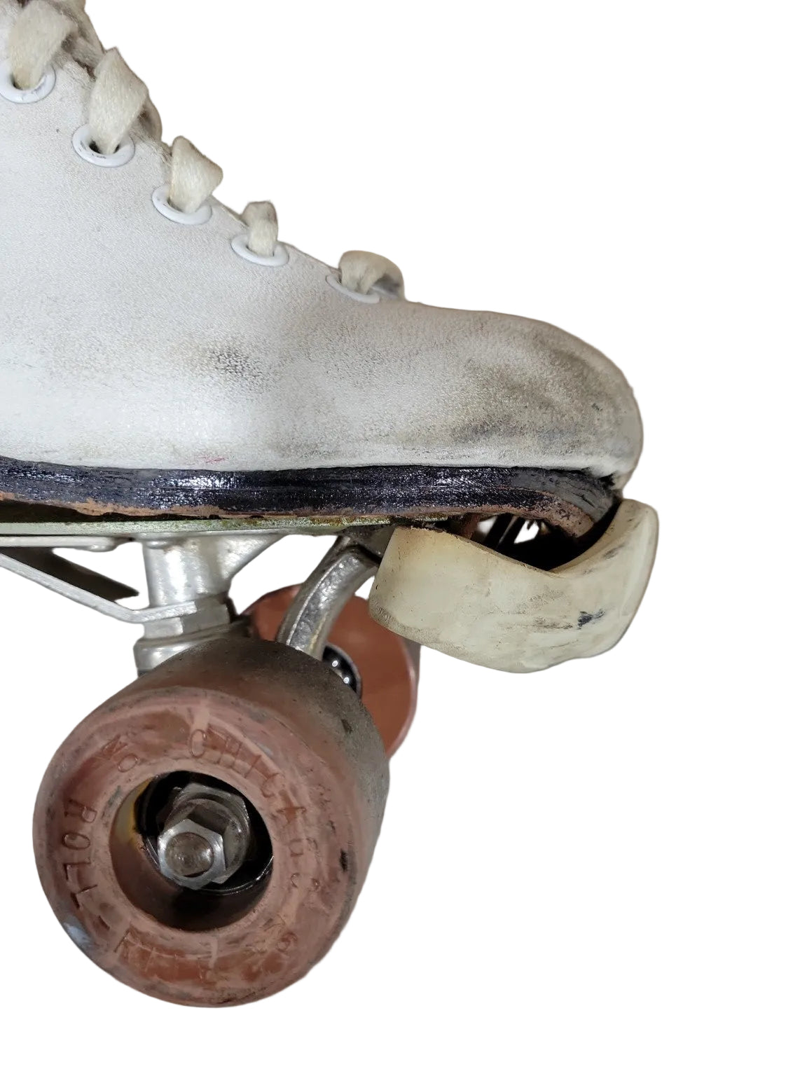Vintage Chicago Roller Skate Co. White Leather Skates with Case