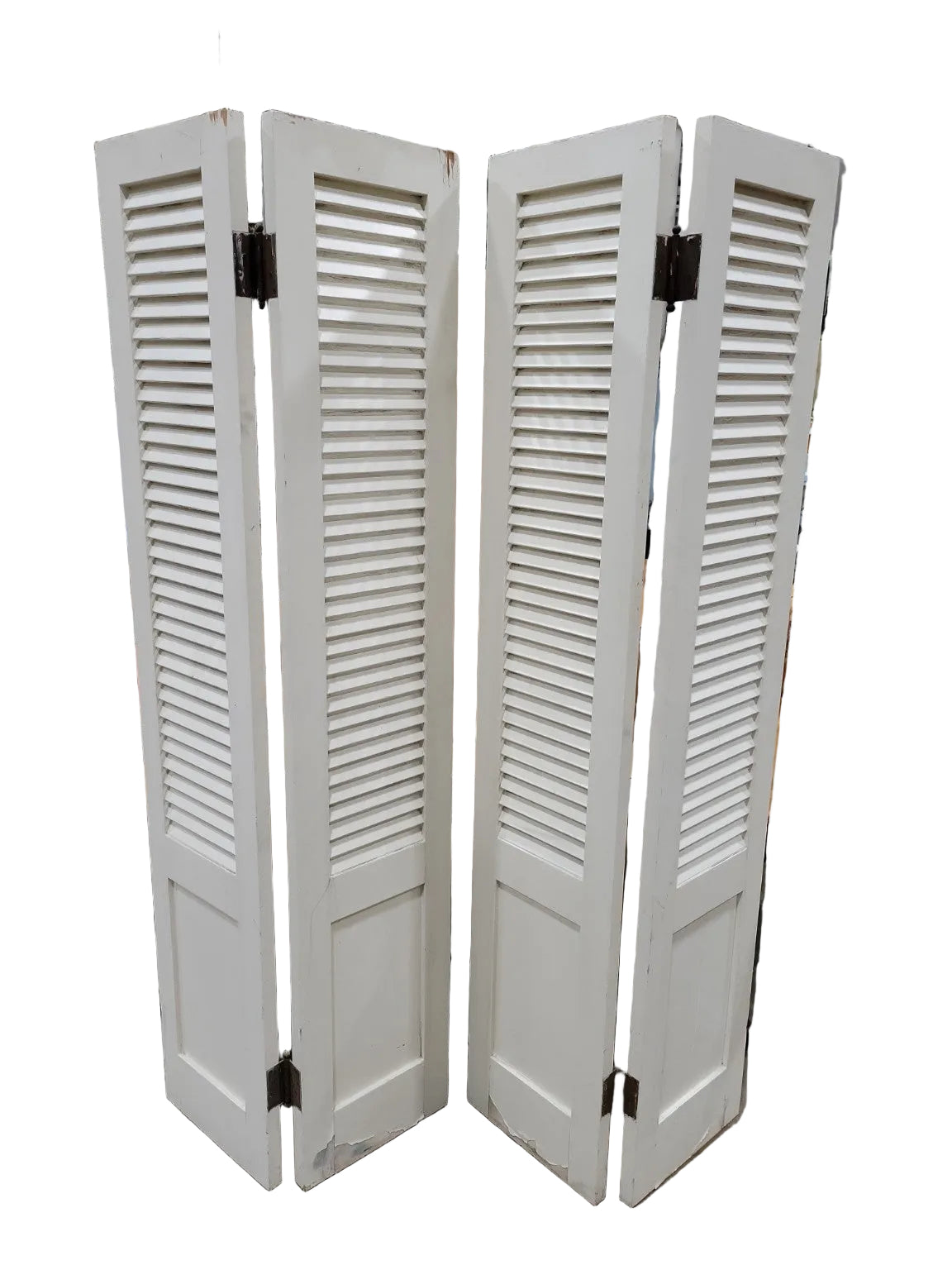 Vintage Solid Wood Louvered Bi-Fold Doors – Set of 4 Panels