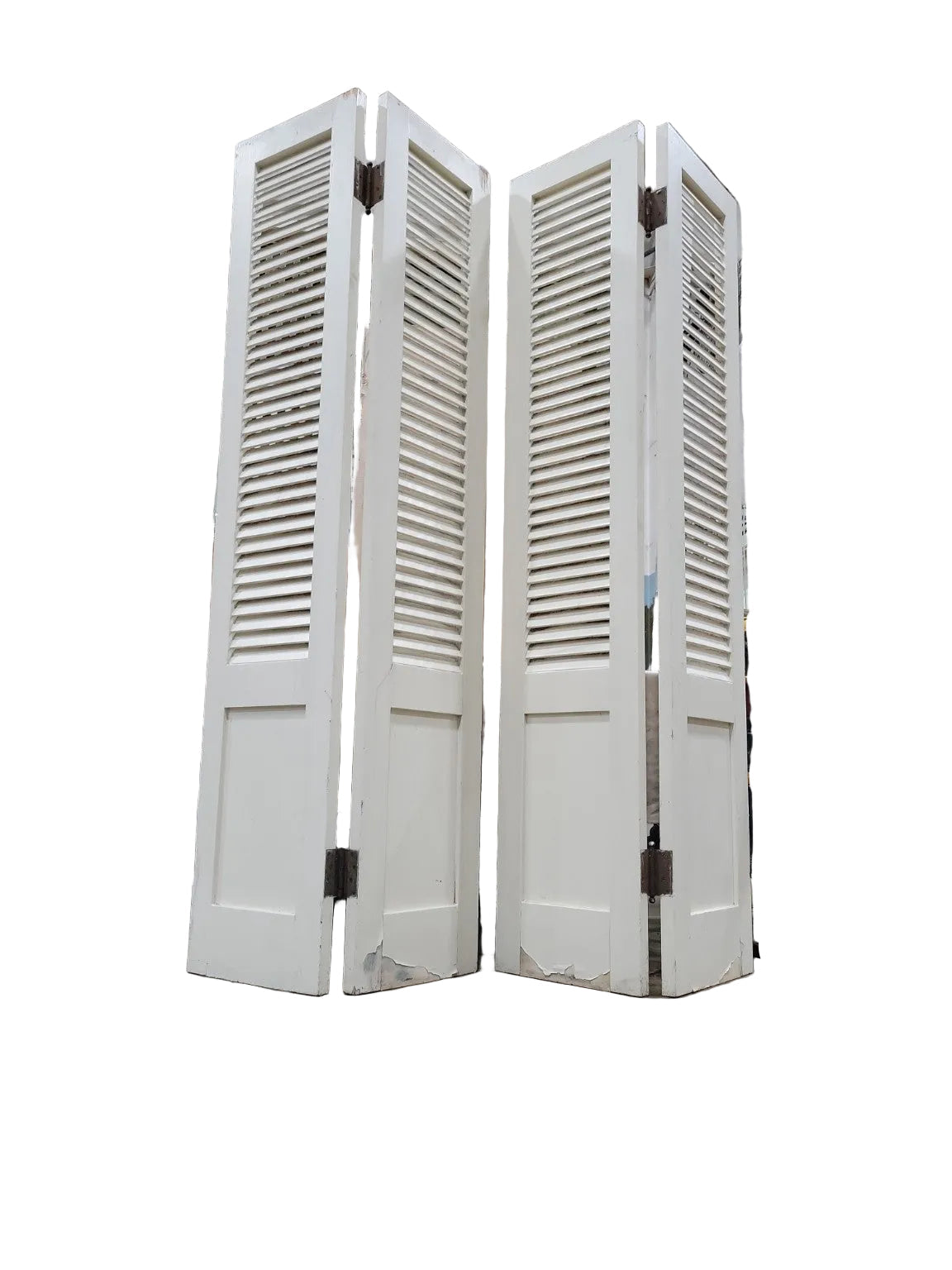 Vintage Solid Wood Louvered Bi-Fold Doors – Set of 4 Panels
