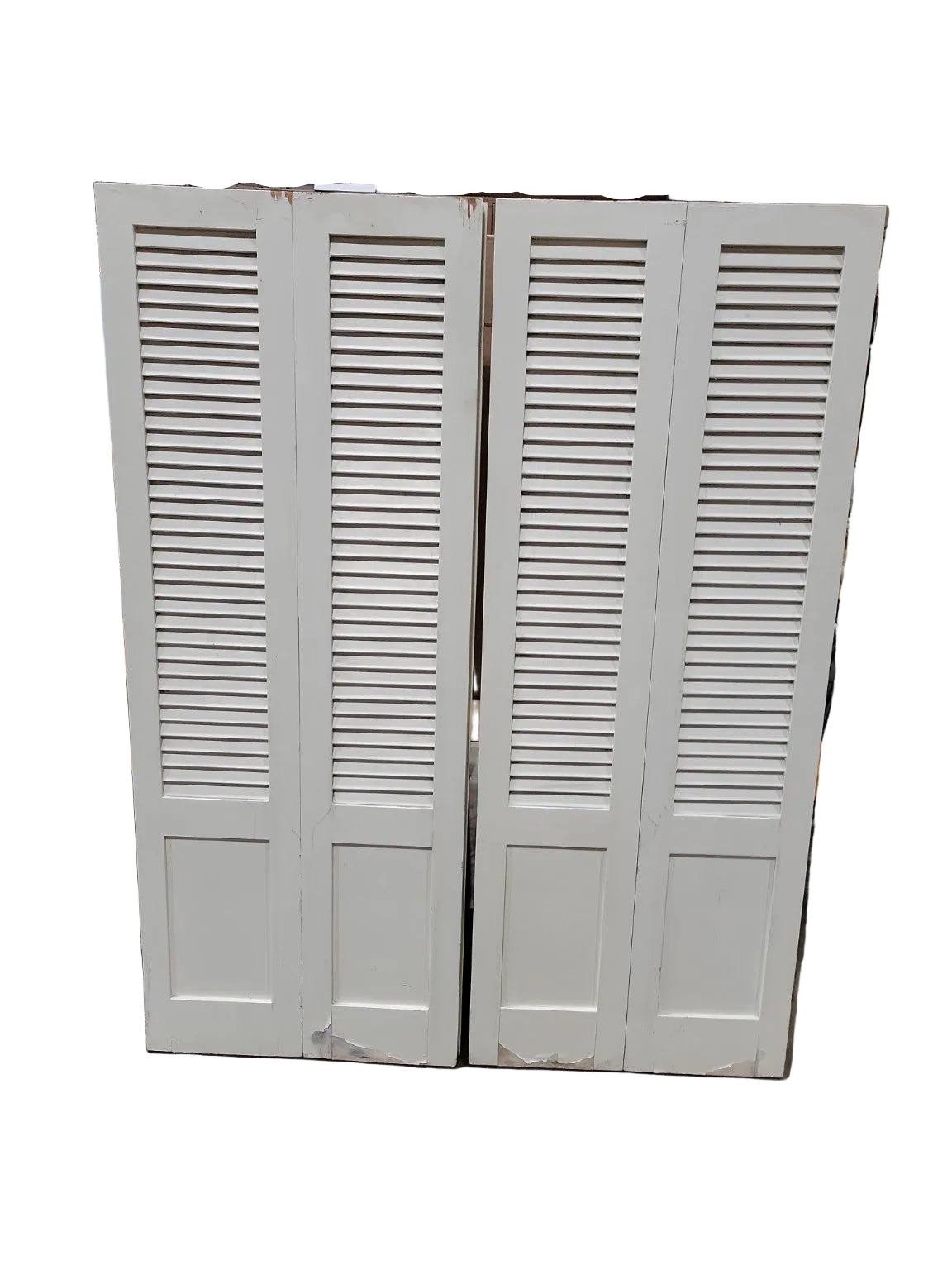 Vintage Solid Wood Louvered Bi-Fold Doors – Set of 4 Panels