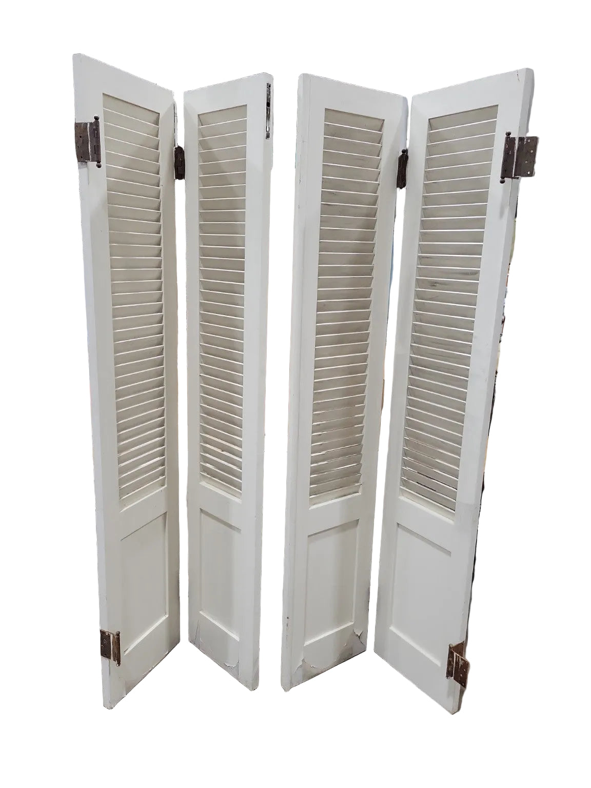Vintage Solid Wood Louvered Bi-Fold Doors – Set of 4 Panels