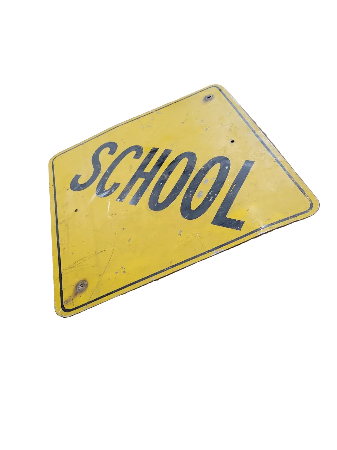 Vintage Yellow Metal School Crossing Sign