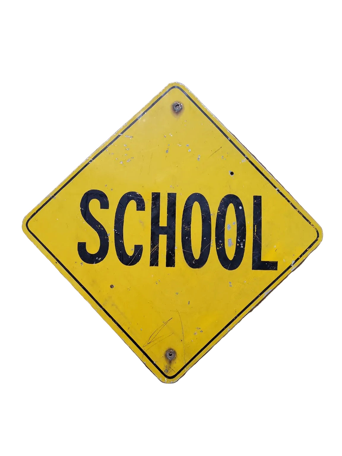 Vintage Yellow Metal School Crossing Sign