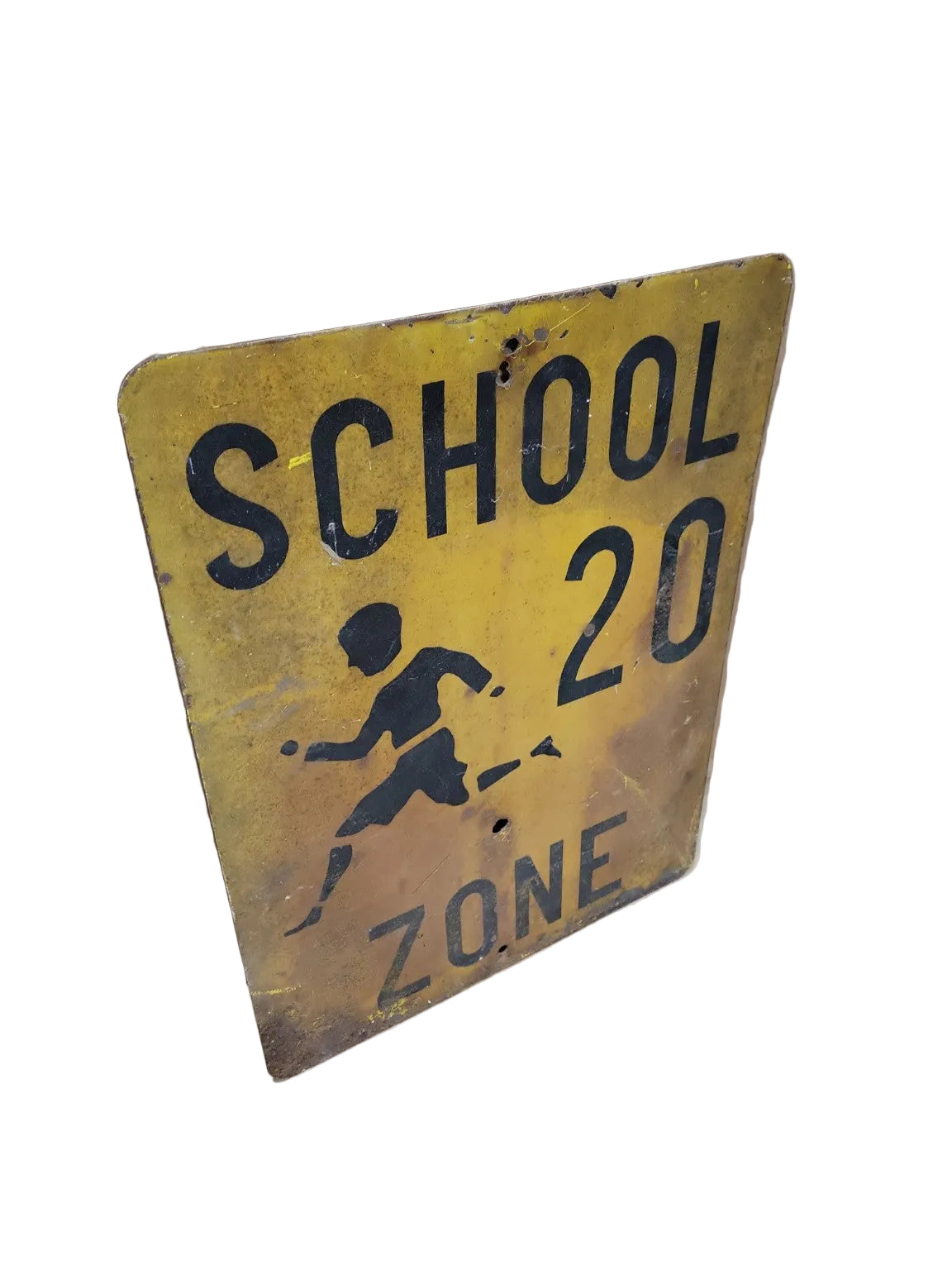 Vintage Metal School Zone 20 MPH Road Sign