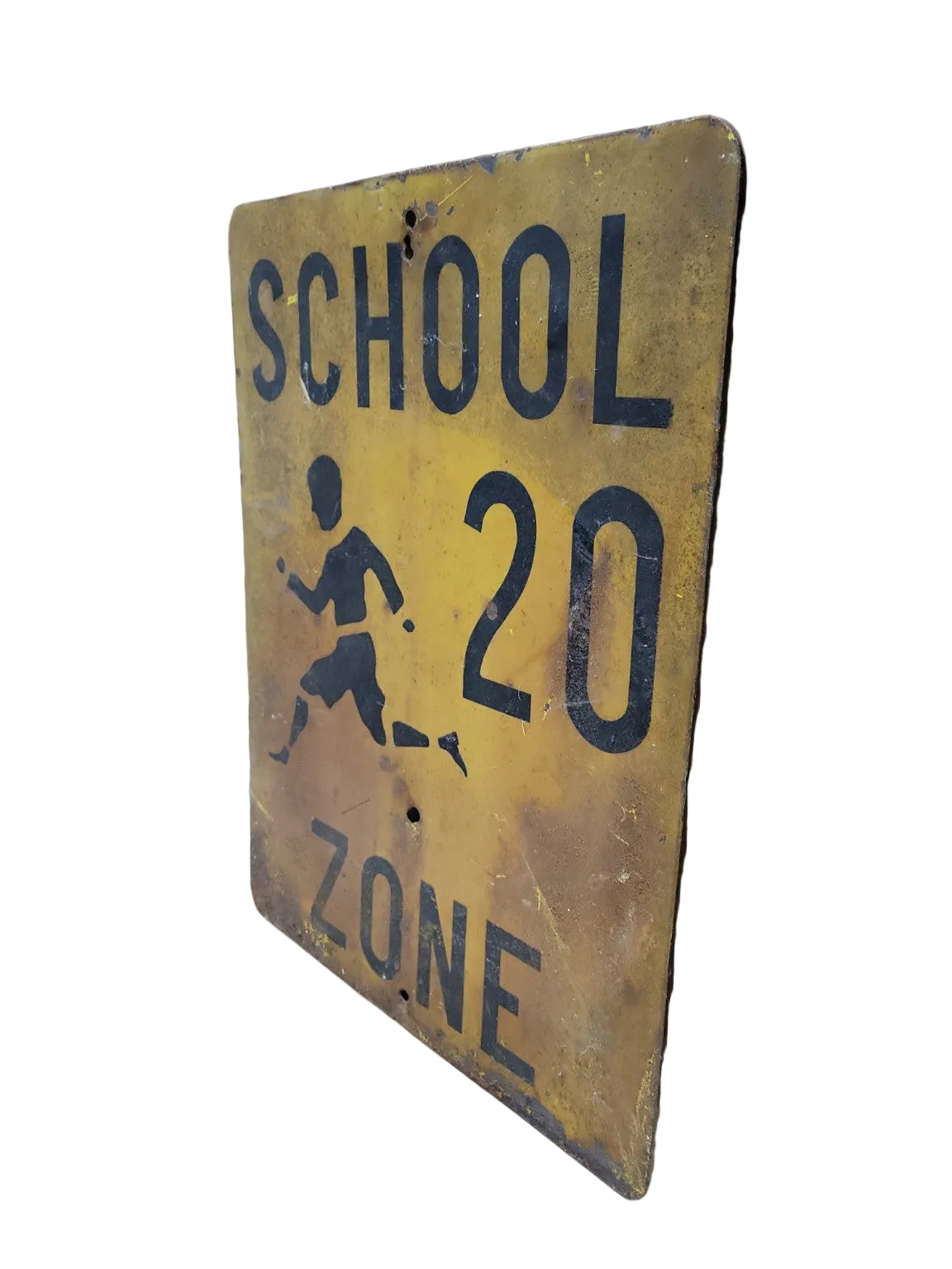 Vintage Metal School Zone 20 MPH Road Sign