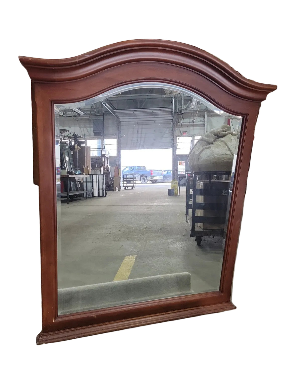Traditional Cherry Finish Arched Wall Mirror – 40 ¼" x 48"