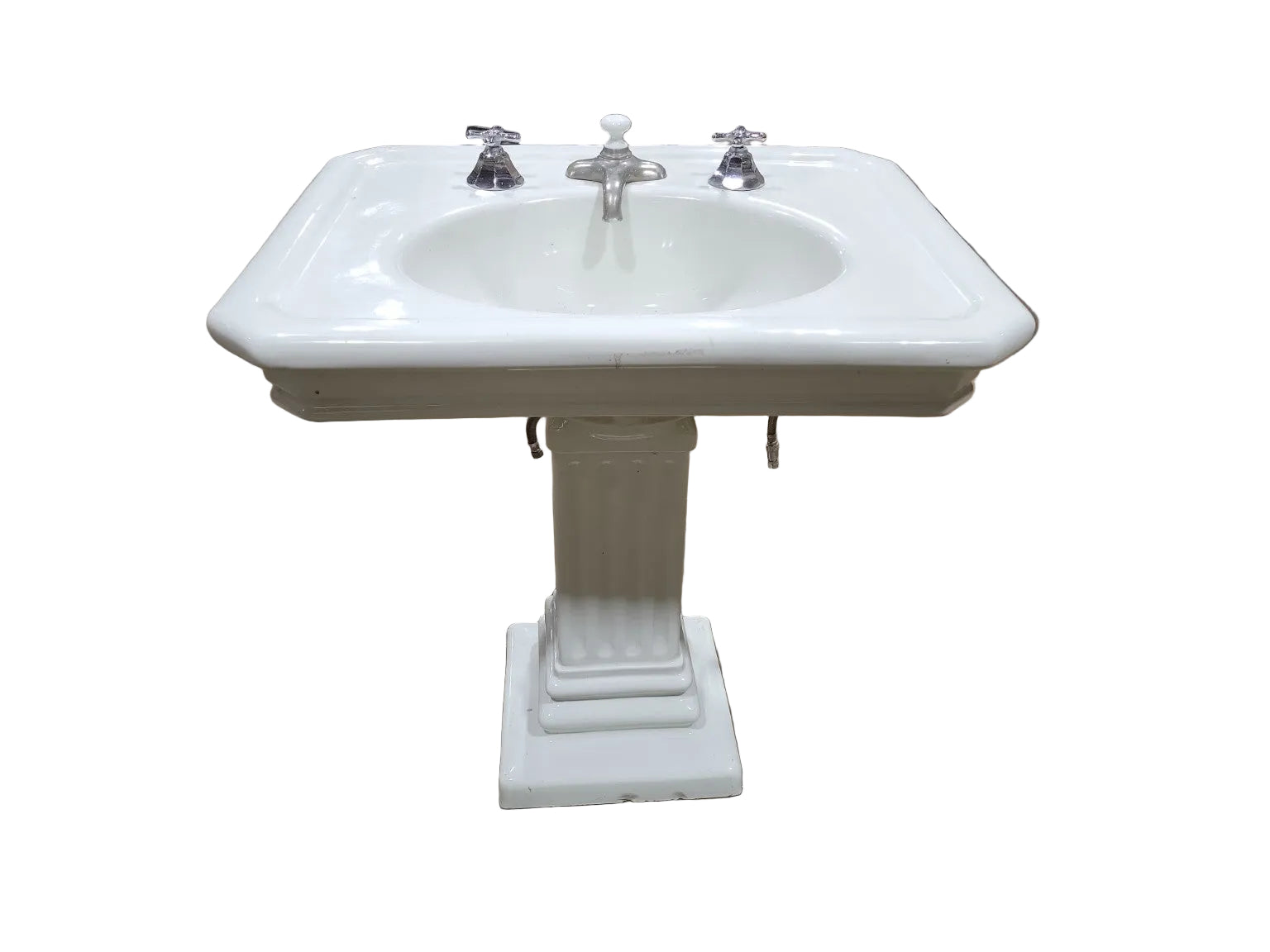 Antique Vitreous China Pedestal Sink – Trenton Potteries 1902 Patent