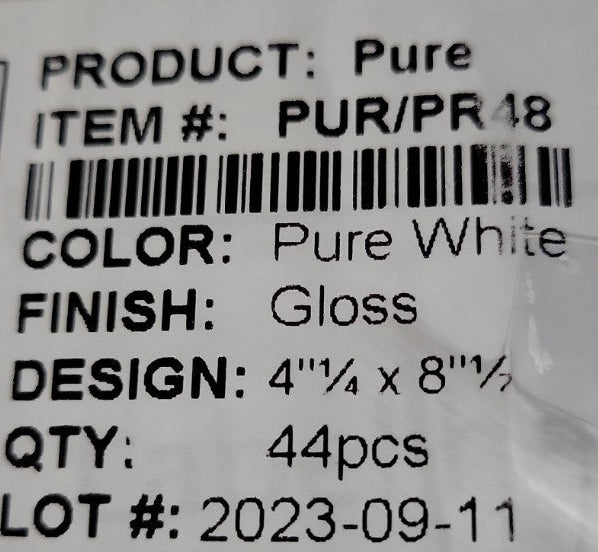 Daltile Pure White Gloss 4¼" x 8½" Wall Tile – Set of 44