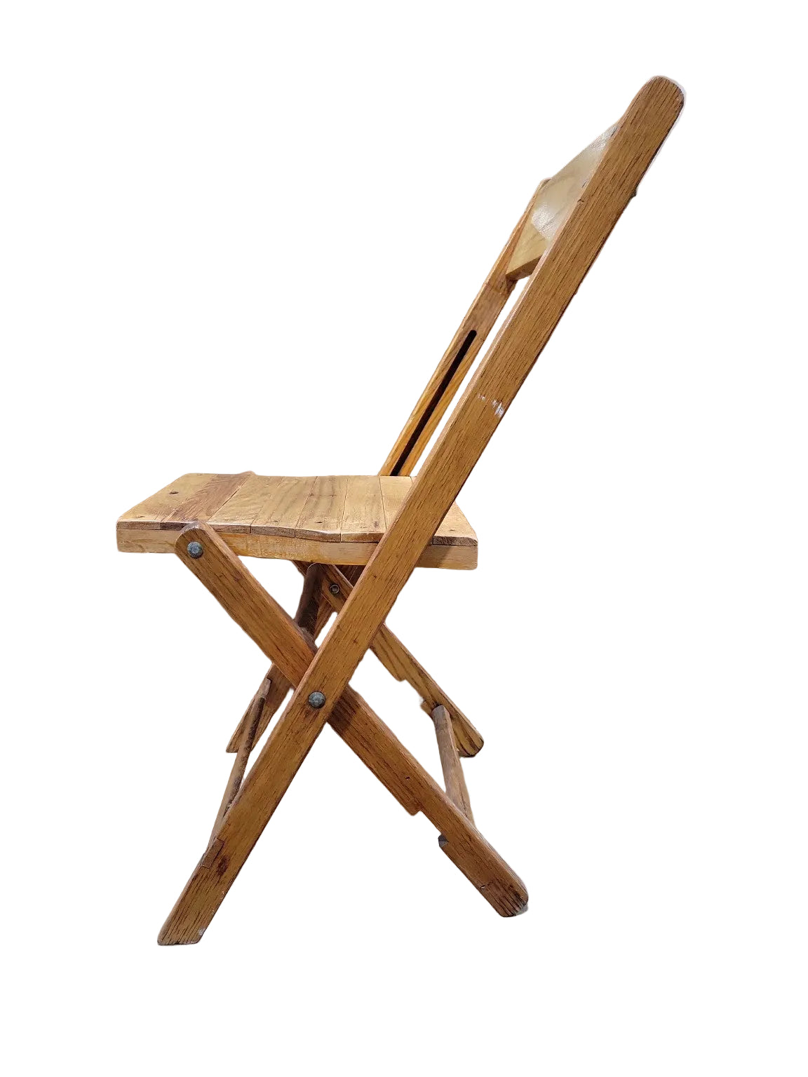 Vintage Oak Folding Chair – Slatted Seat Utility Design