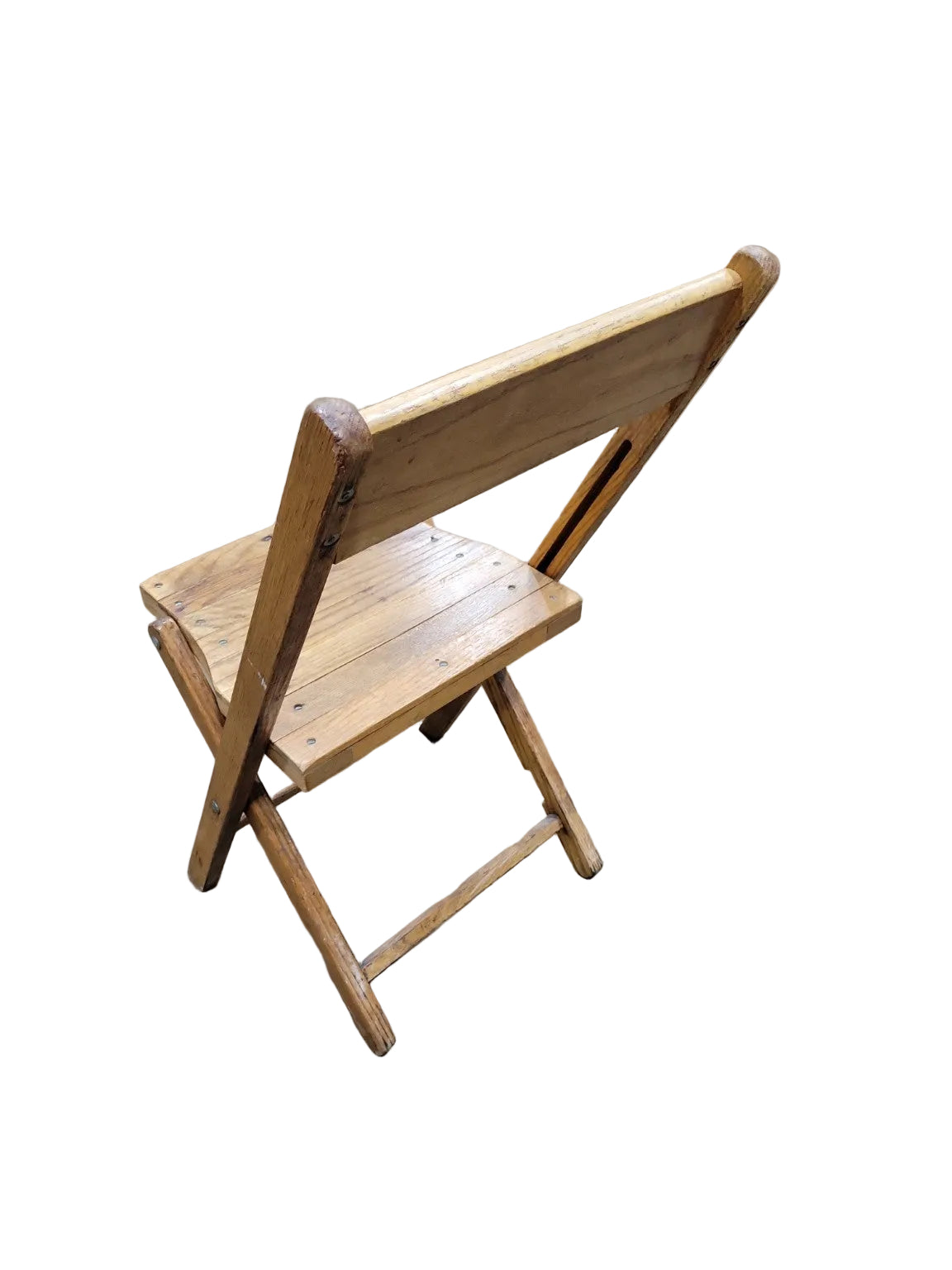 Vintage Oak Folding Chair – Slatted Seat Utility Design
