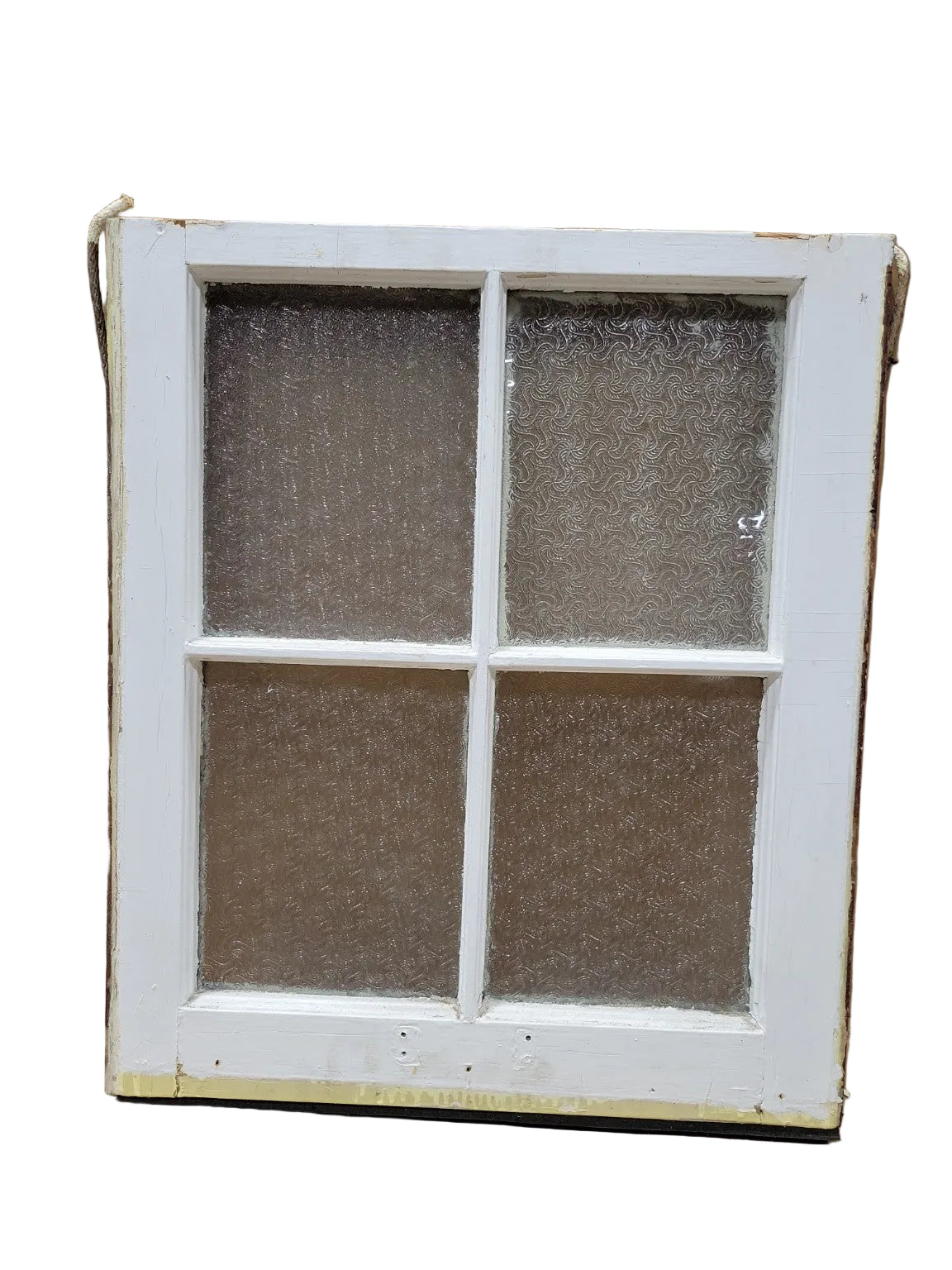 Vintage 4-Light Textured Glass Window Sash – White Painted Wood