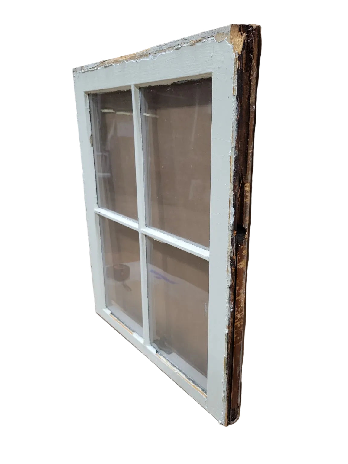 Vintage 4-Light Wood Window Sash – White Painted Frame