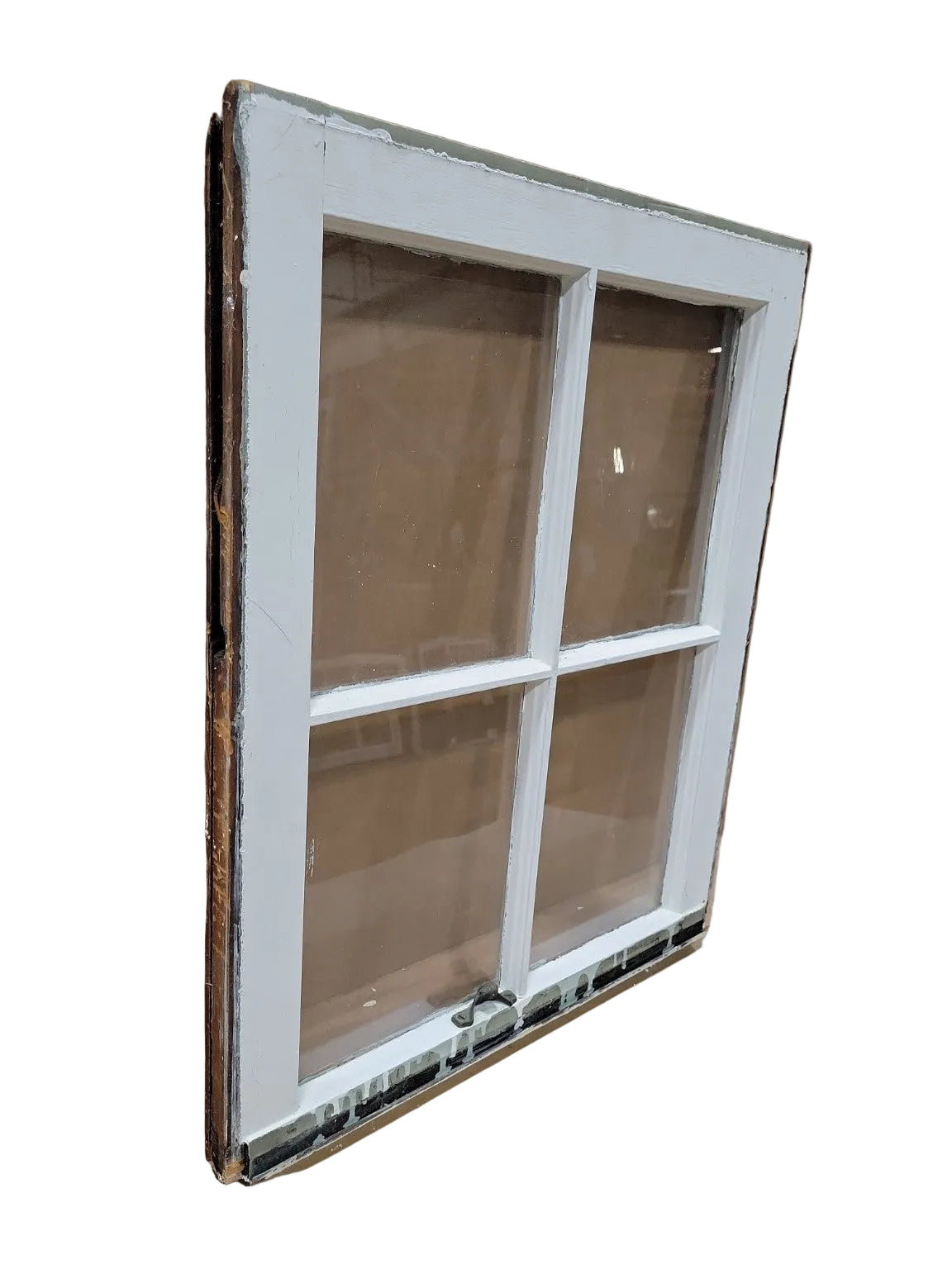 Vintage 4-Light Wood Window Sash – White Painted Frame