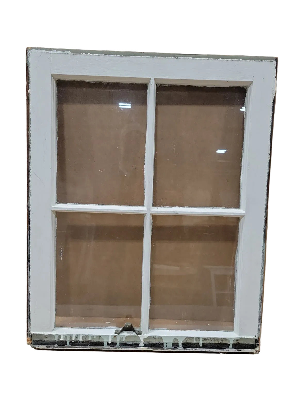Vintage 4-Light Wood Window Sash – White Painted Frame