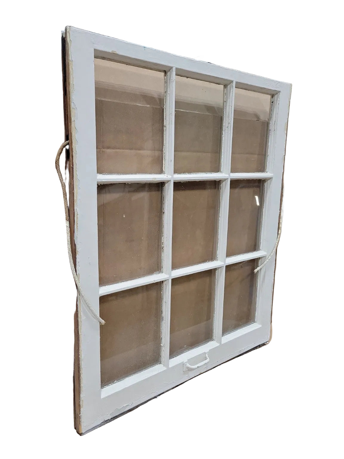 Vintage 9-Lite Wood Window Sash – Painted White