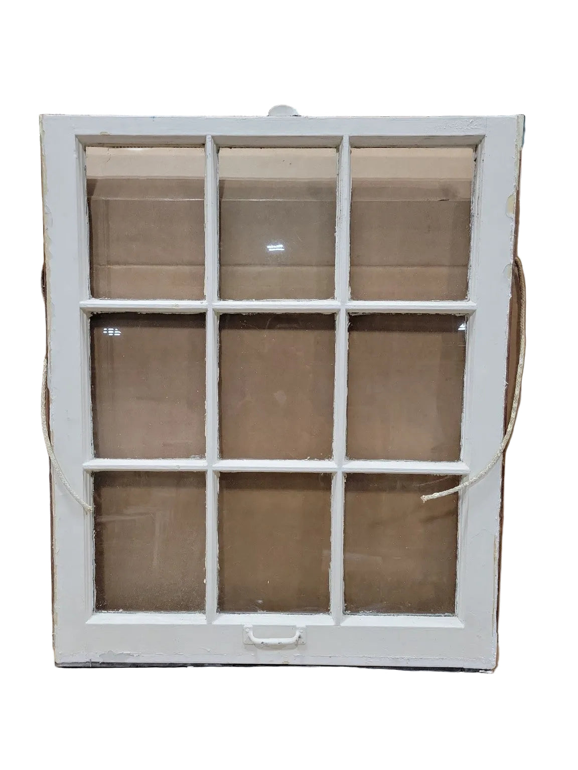 Vintage 9-Lite Wood Window Sash – Painted White
