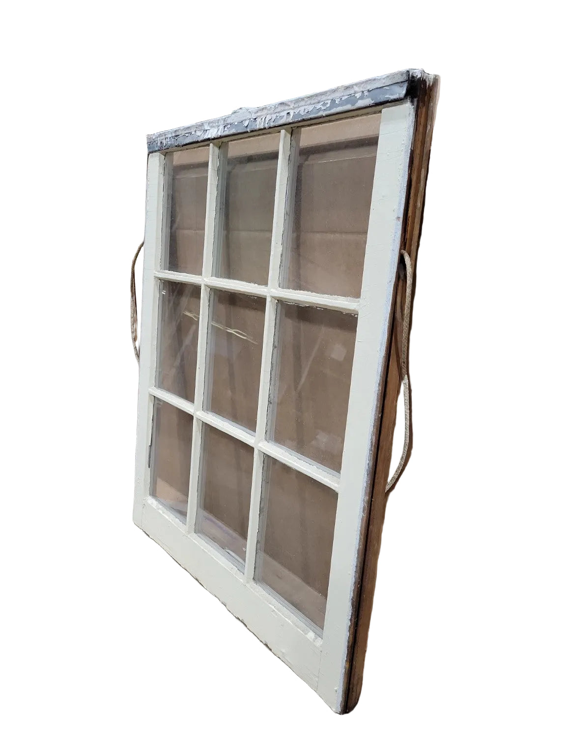Vintage 9-Lite Wood Window Sash – Painted White