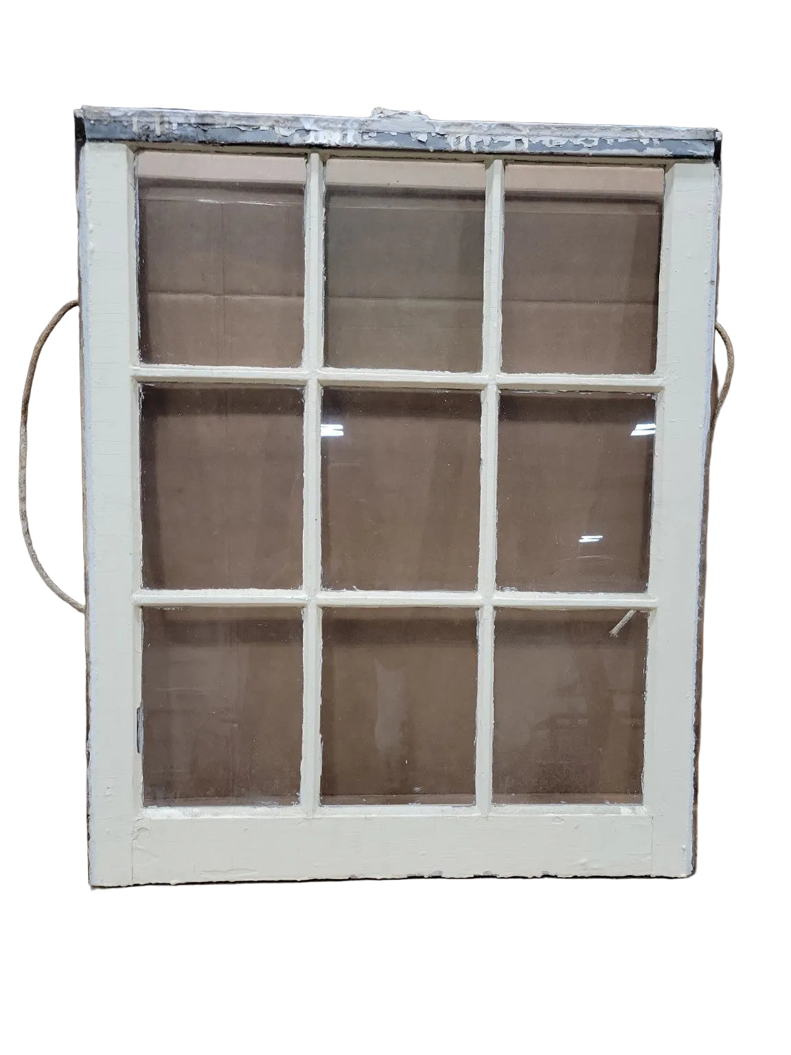 Vintage 9-Lite Wood Window Sash – Painted White