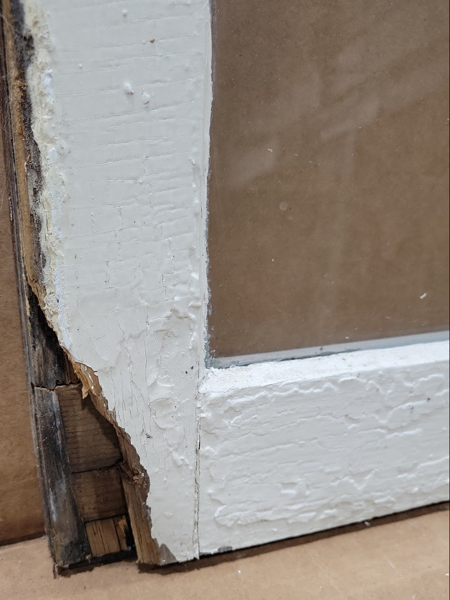 Vintage 8-Lite Wood Window Sash – Painted White (Damaged Corner)