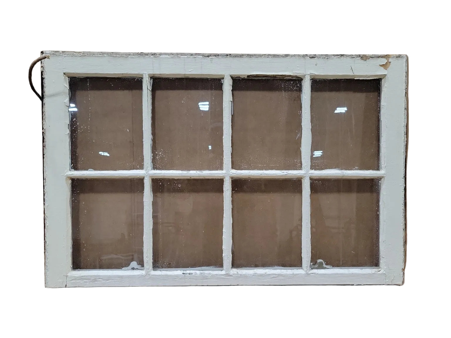 Vintage 8-Lite Wood Window Sash – White Painted Frame