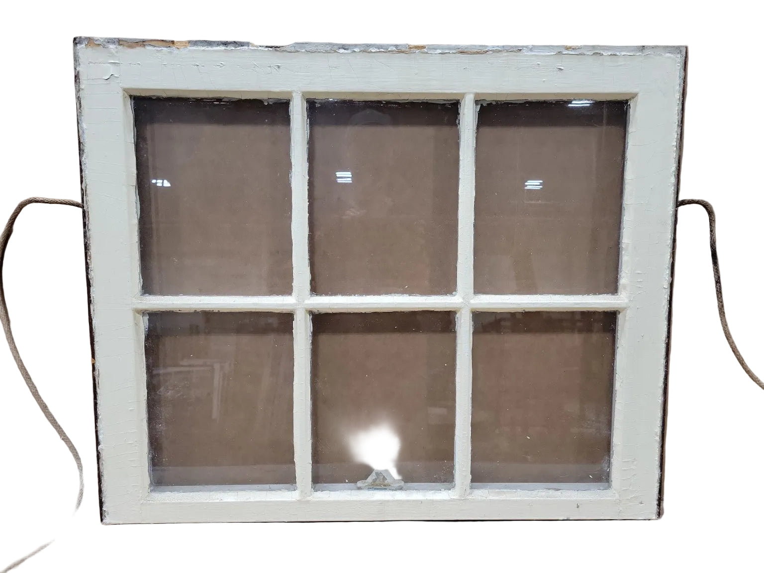 Vintage 6-Lite Wood Window Sash – White Painted Frame
