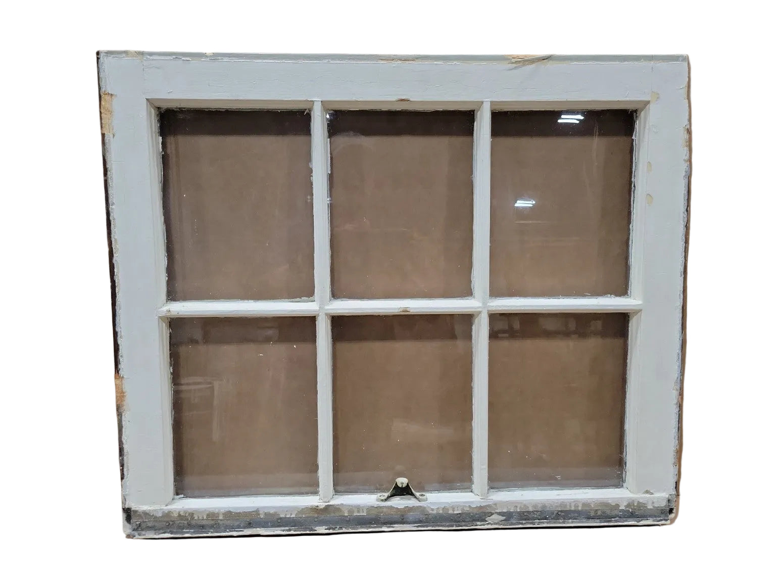 Vintage 6-Lite Wood Window Sash – White Painted Frame (28” Wide)