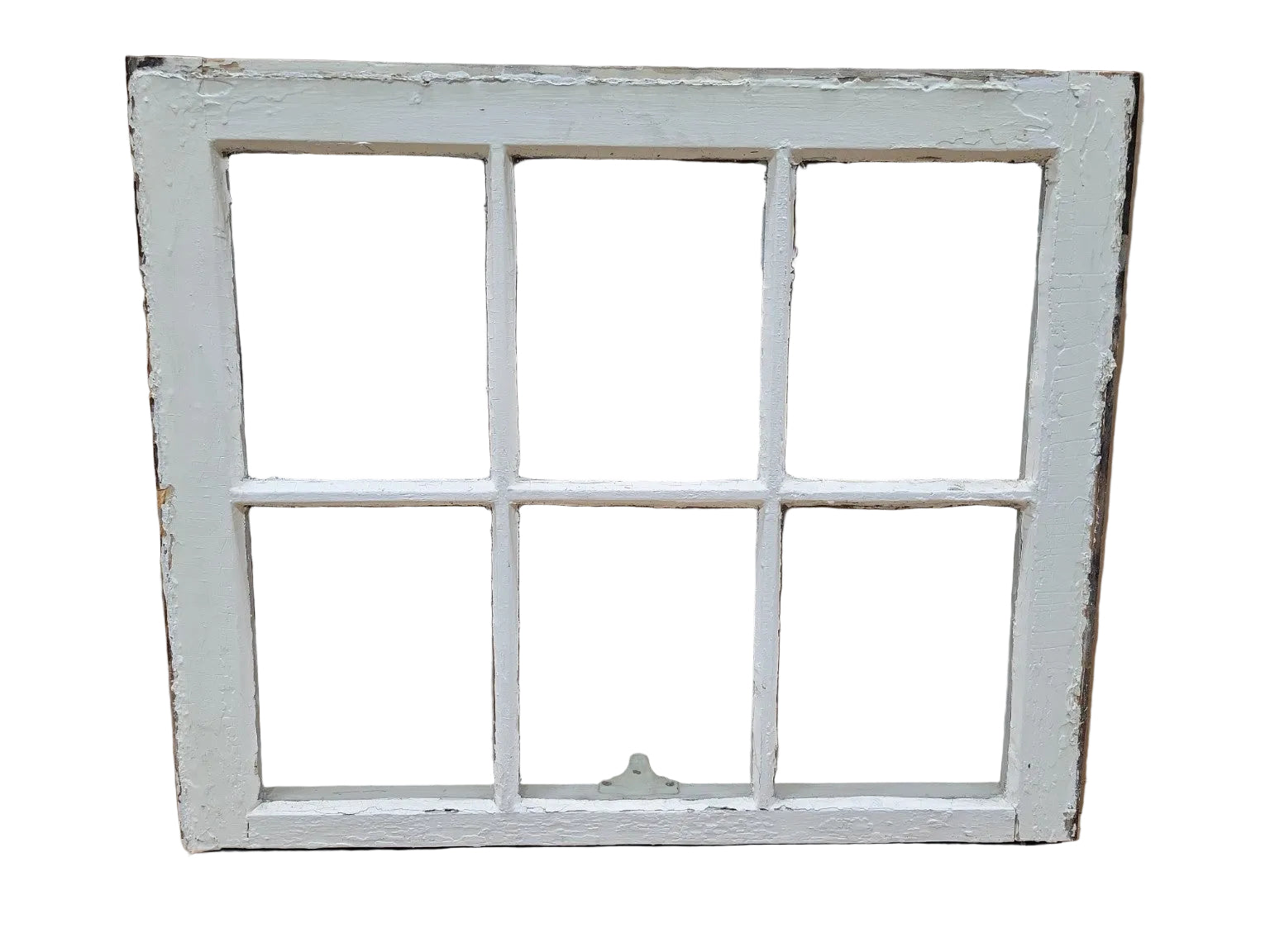 Vintage 6-Lite Wood Window Sash – White Painted Frame (28” Wide)