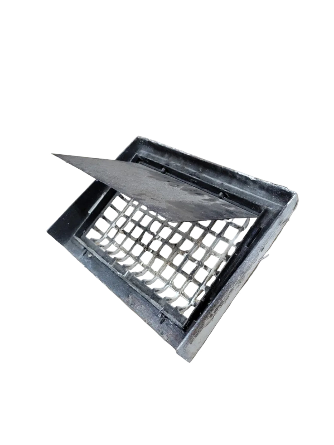 Vintage Cast Iron Wall Vent Register with Adjustable Damper – White Painted Finish