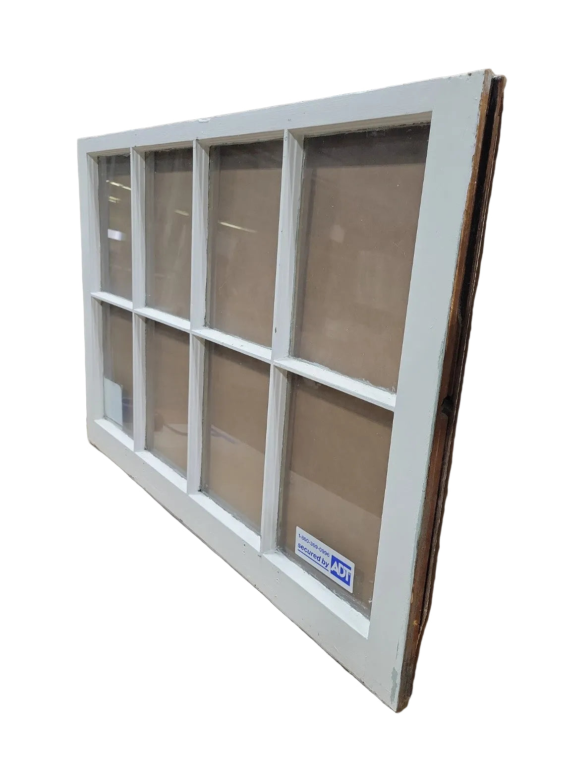 Vintage 8-Lite Wood Window Sash – Wide Frame with Top Rail Hardware