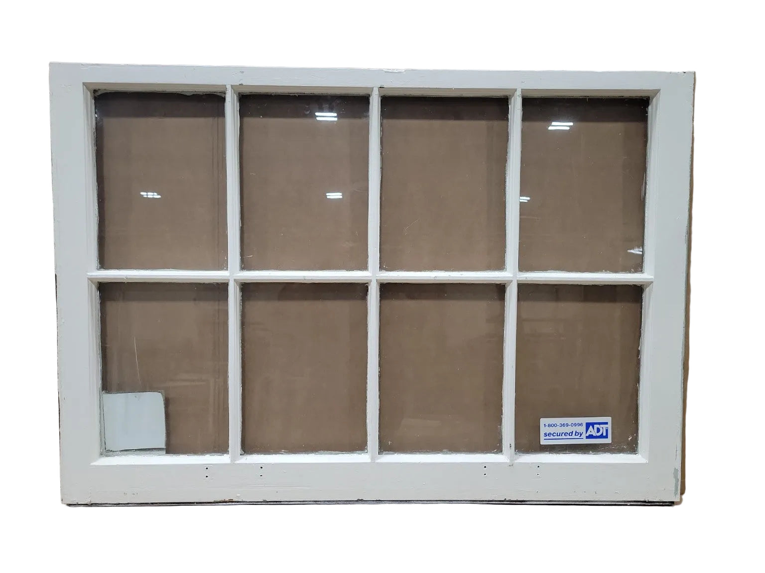 Vintage 8-Lite Wood Window Sash – Wide Frame with Top Rail Hardware