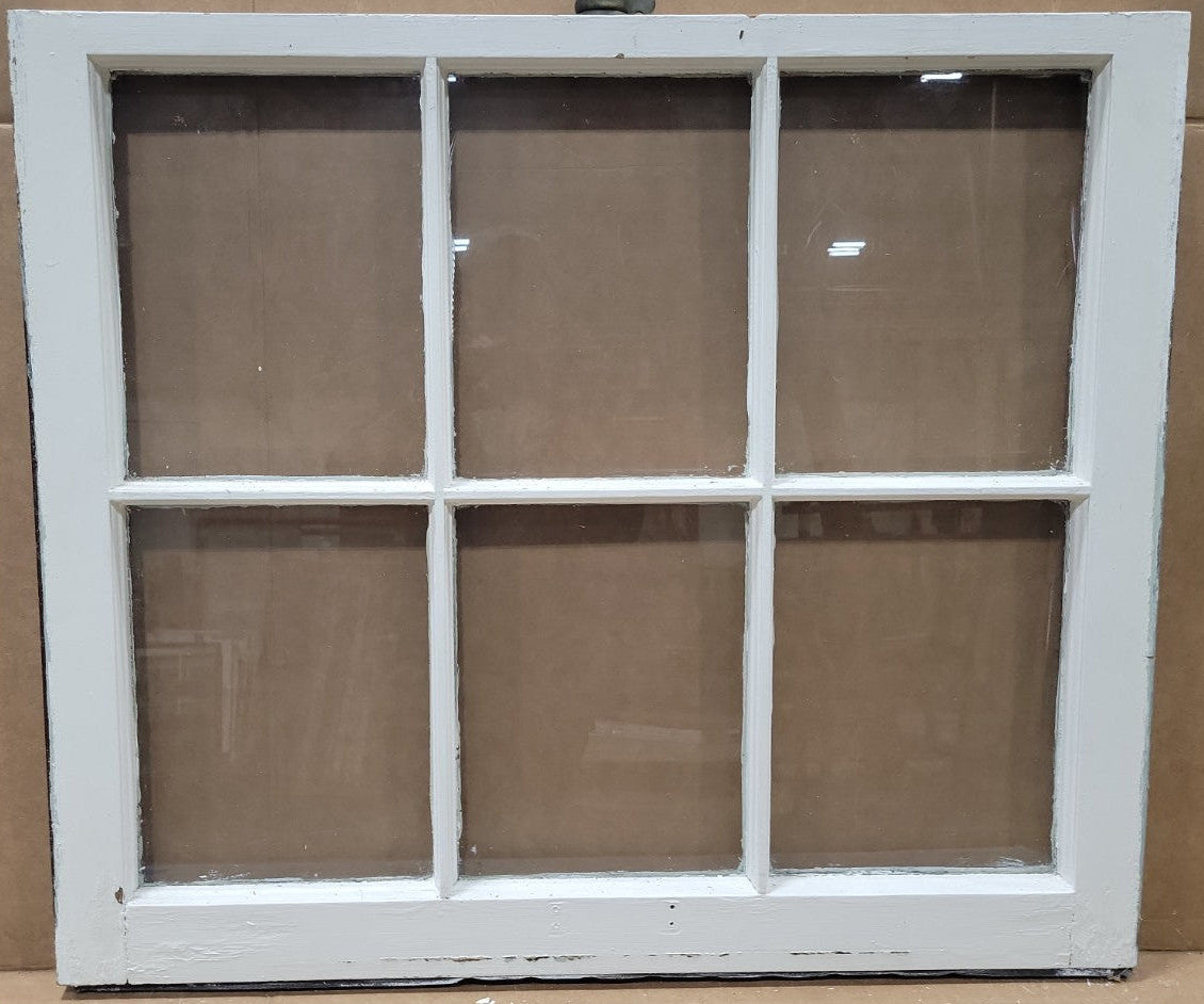 Vintage 6-Lite Wood Window Sash – White Painted Frame (Chipped Finish)