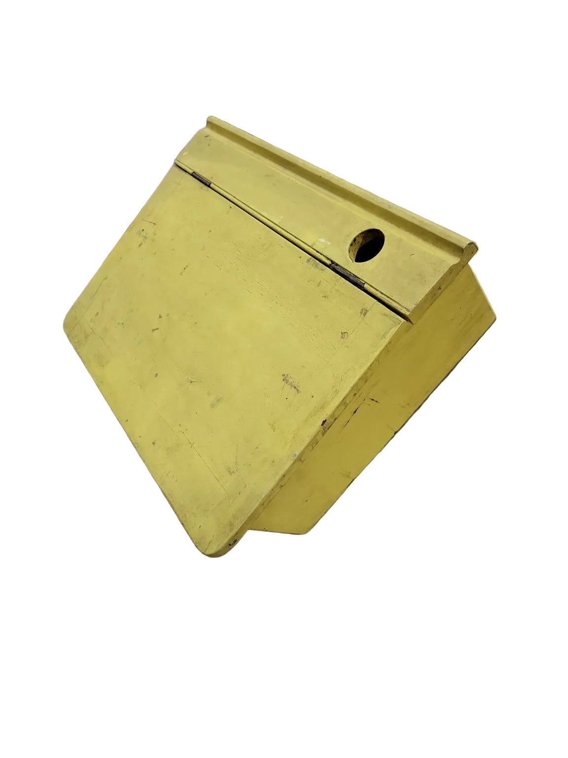 Vintage Wooden School Desk Top Storage Box – Yellow Lift Lid
