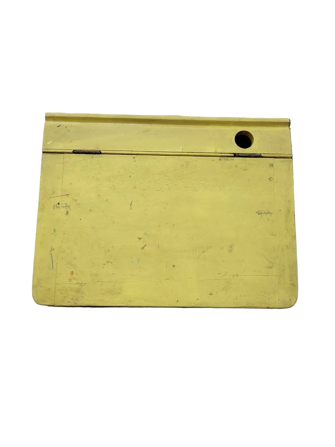 Vintage Wooden School Desk Top Storage Box – Yellow Lift Lid