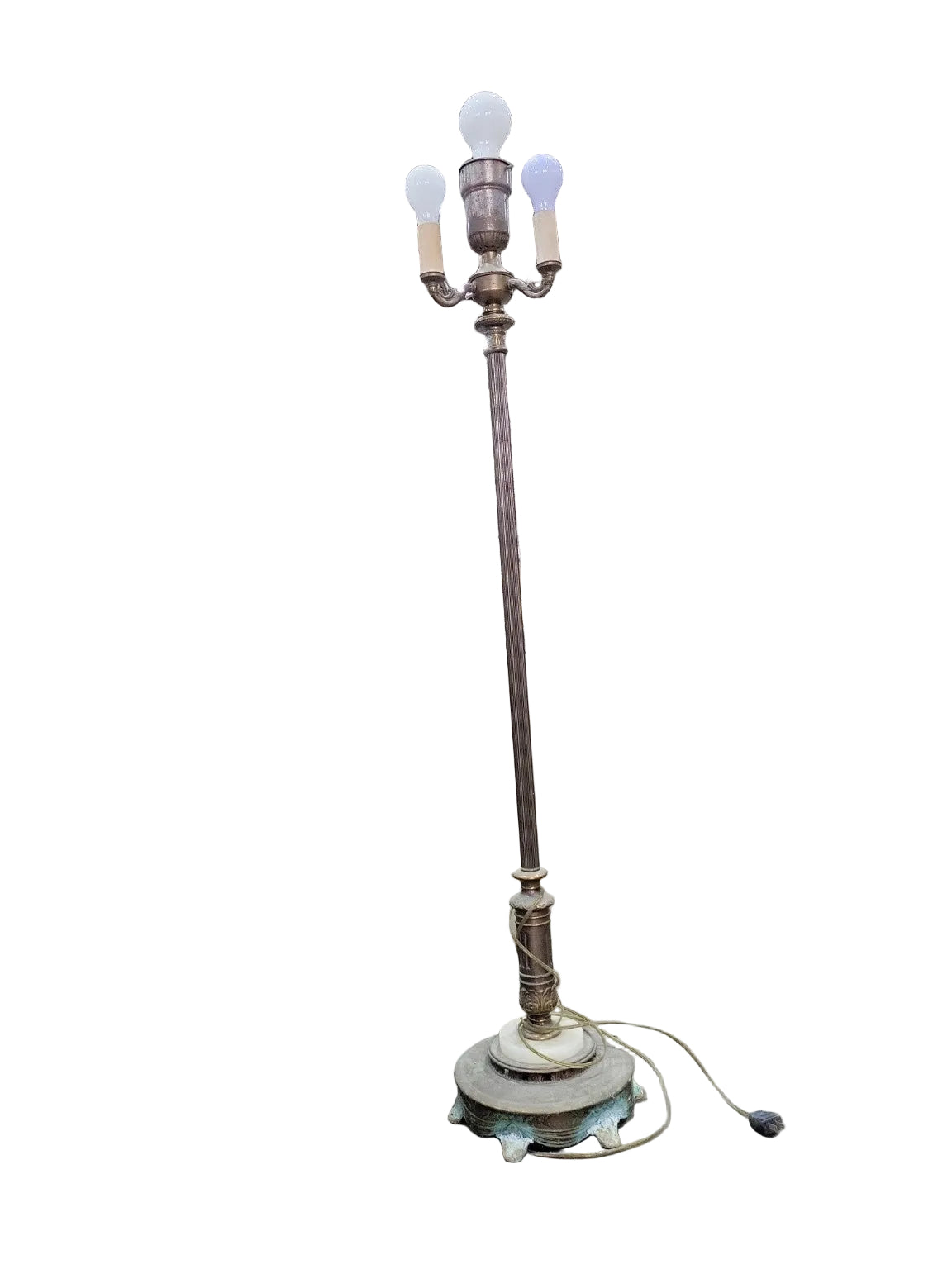 Vintage Brass 3-Light Floor Lamp – Ornate Base