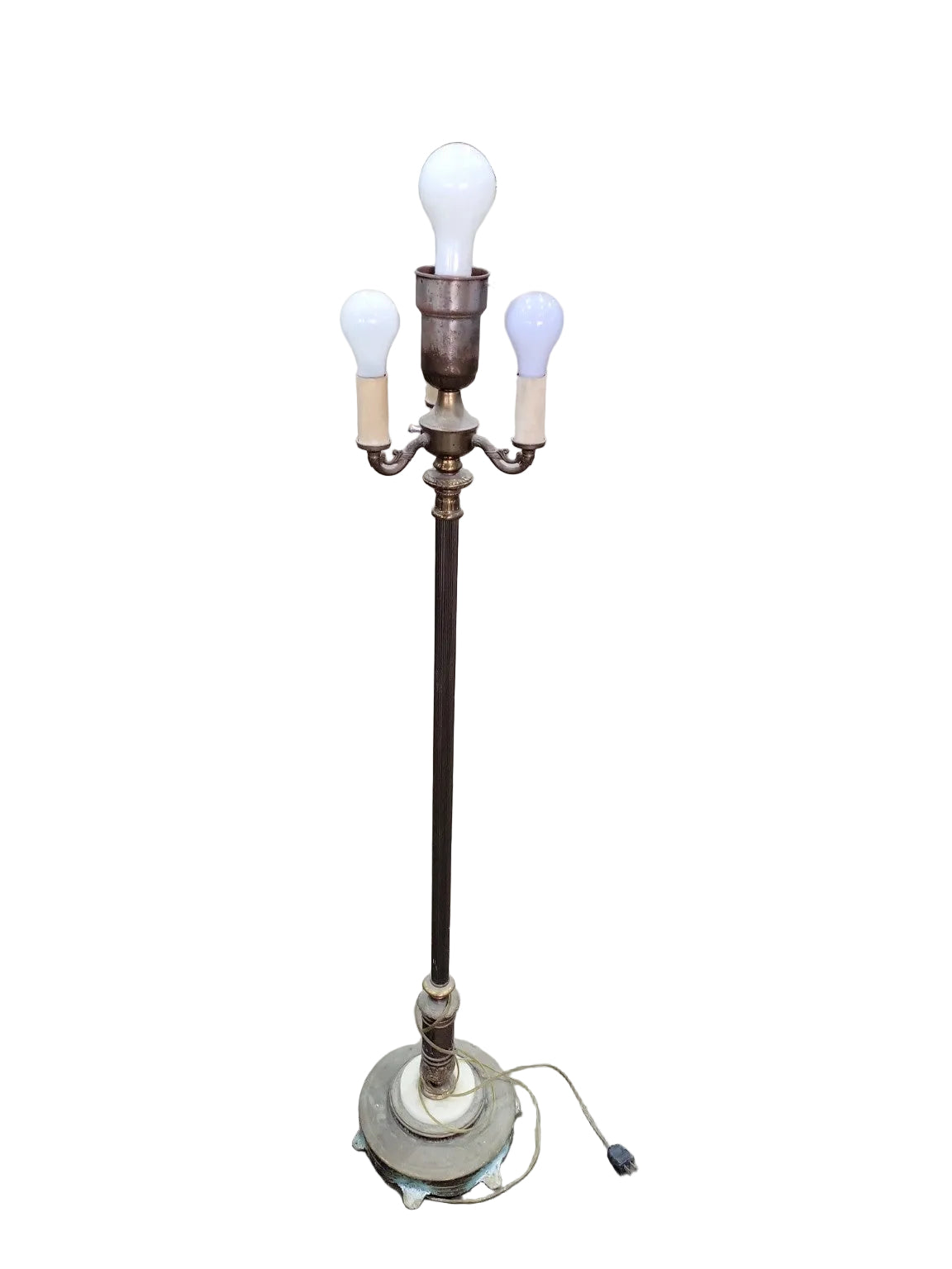 Vintage Brass 3-Light Floor Lamp – Ornate Base