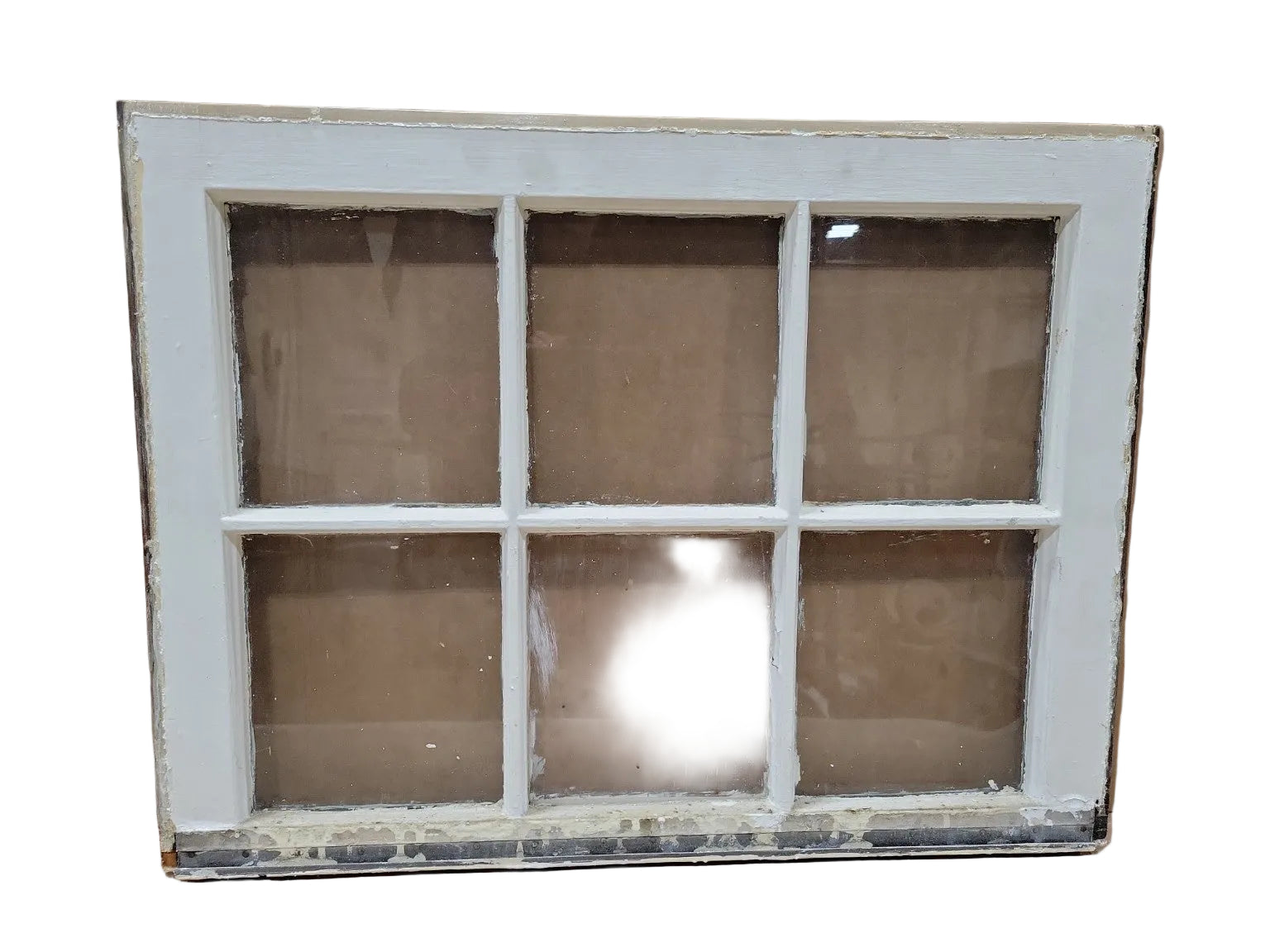 Vintage 6-Lite Wood Window Sash – White Painted Frame