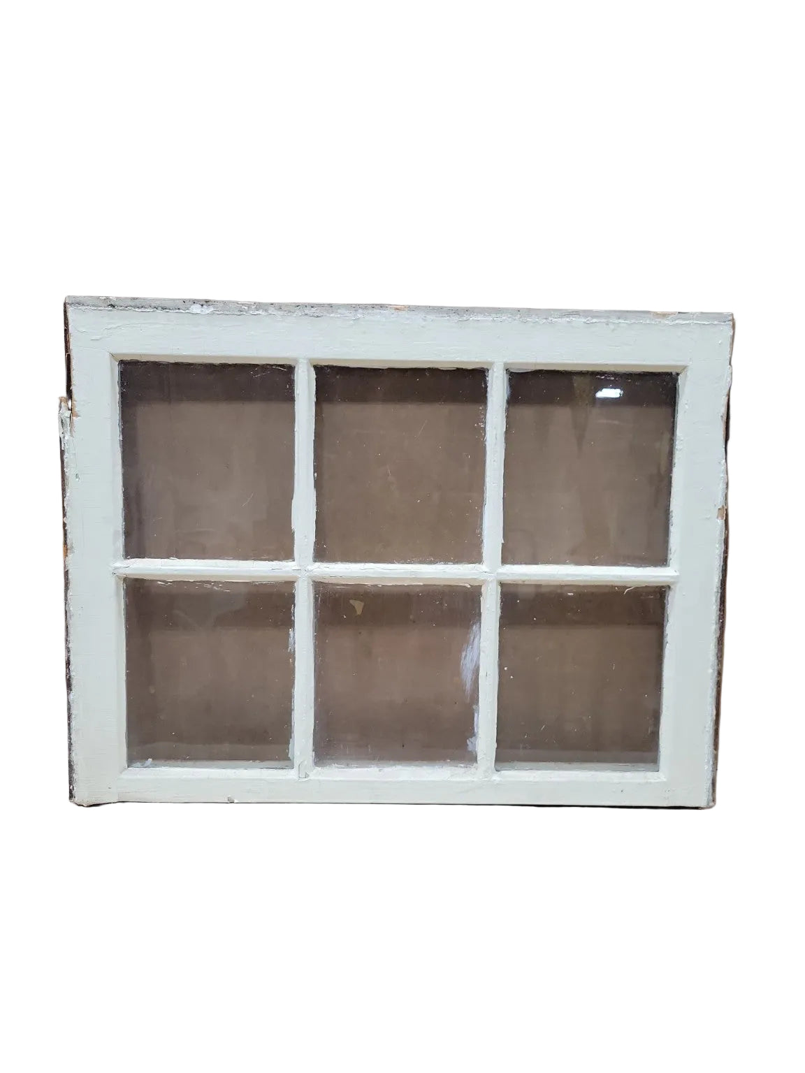 Vintage 6-Lite Wood Window Sash – White Painted Frame