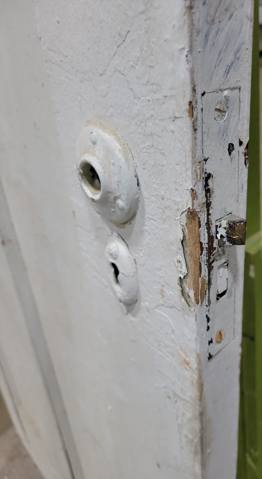 Vintage 2-Panel Wood Interior Door – Repaired Bottom Rail