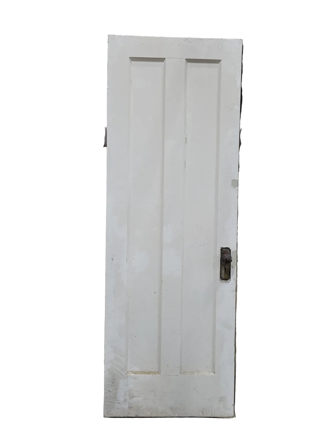 Vintage Narrow 2-Panel Wood Interior Door with Original Knob